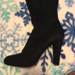 Black suede thighs high boots